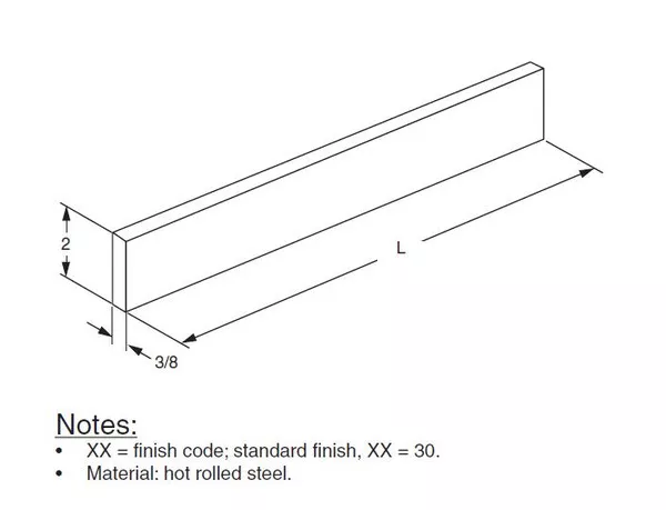 0010210330 – 6FT PARALLEL AUX FRAMING BAR 2″ X 3/8″ TE GRAY