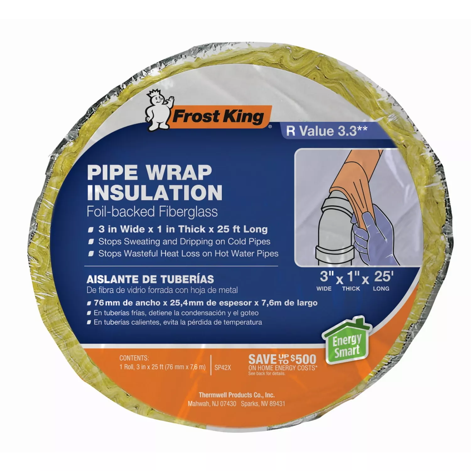 1 In. X 3 In. X 25 Ft. Fiberglass Pipe Insulation Wrap