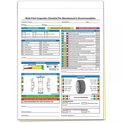 2-Part Vehicle Inspection Form