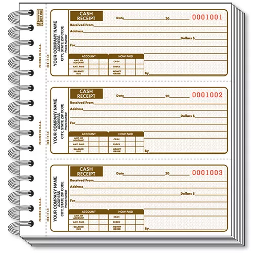 3-Part Cash Receipt Books – Pack 5