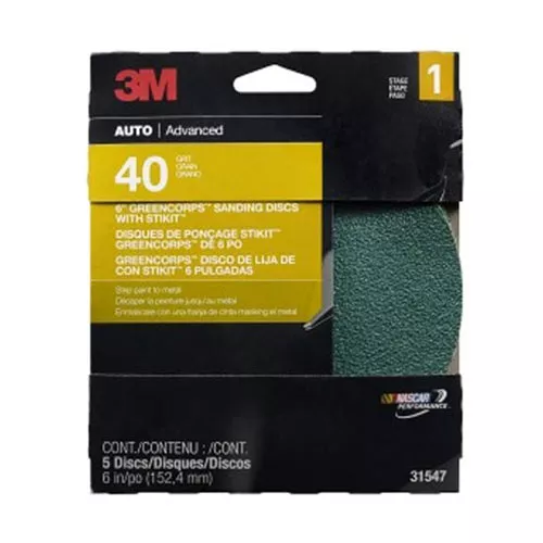3M 6″ Green Corps Stikit Disc 40E, 5/box – 31458