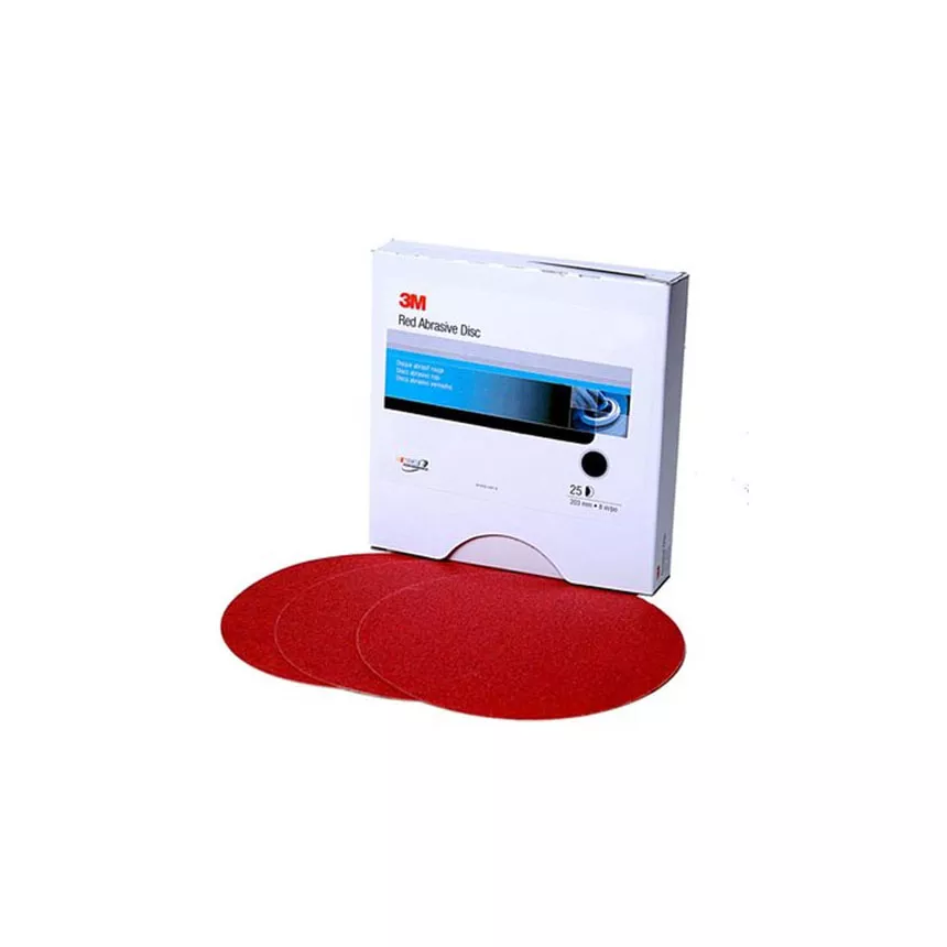3M 8″ Red Abrasive Hookit Discs