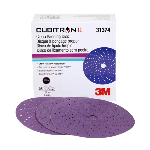 3M CUBITRON™ II 180+ GRIT 6″ PURPLE SANDING DISC #31374, BOX OF 50