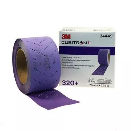 3M CUBITRON™ II 320 GRIT MULTI-HOLE PURPLE SANDING SHEET ROLL #34449