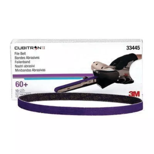 3M CUBITRON II 33445 60+ GRIT FILE BELT, 1/2IN X 18IN, BOX OF 10