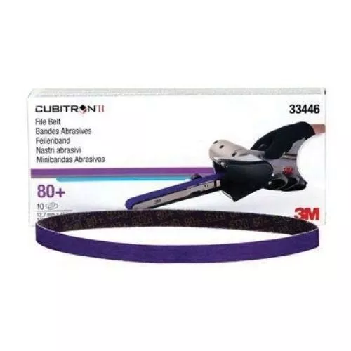 3M CUBITRON II 33446 80+ GRIT FILE BELT, 1/2IN X 18IN, BOX OF 10