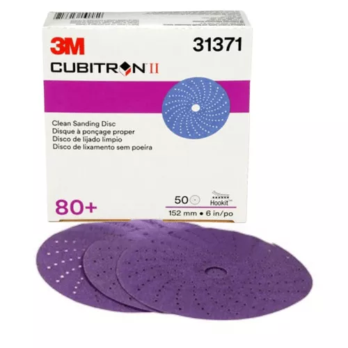 3M CUBITRON™ II 80+ GRIT 6″ PURPLE SANDING DISC #31371, BOX OF 50