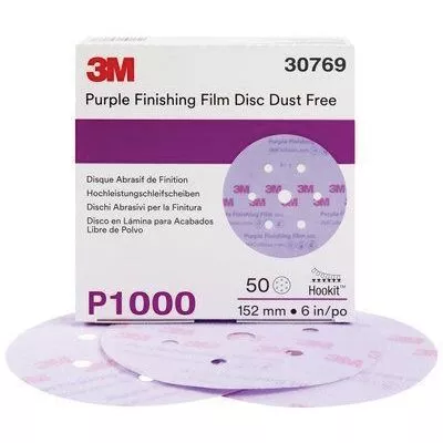 3M™ Hookit™ 6″ Purple Finishing Film Abrasive Disc Dust Free, 50 Discs per box