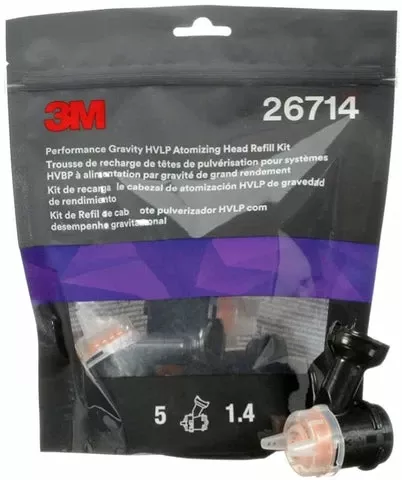 3M Performance Gravity HVLP Atomizing Head Refill Kit, 26714, Size 1.4, Orange