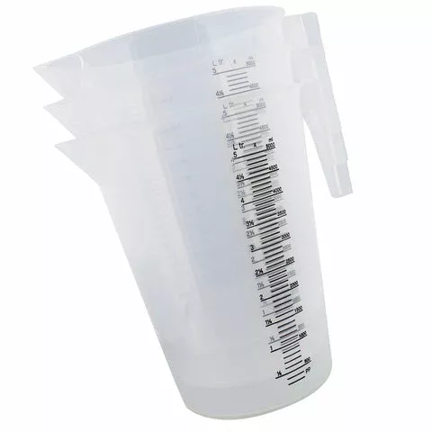 5L Paint Mixing Pitcher 3pk 5 Liter Plastic Bucket 5000mL Container ABN 809003