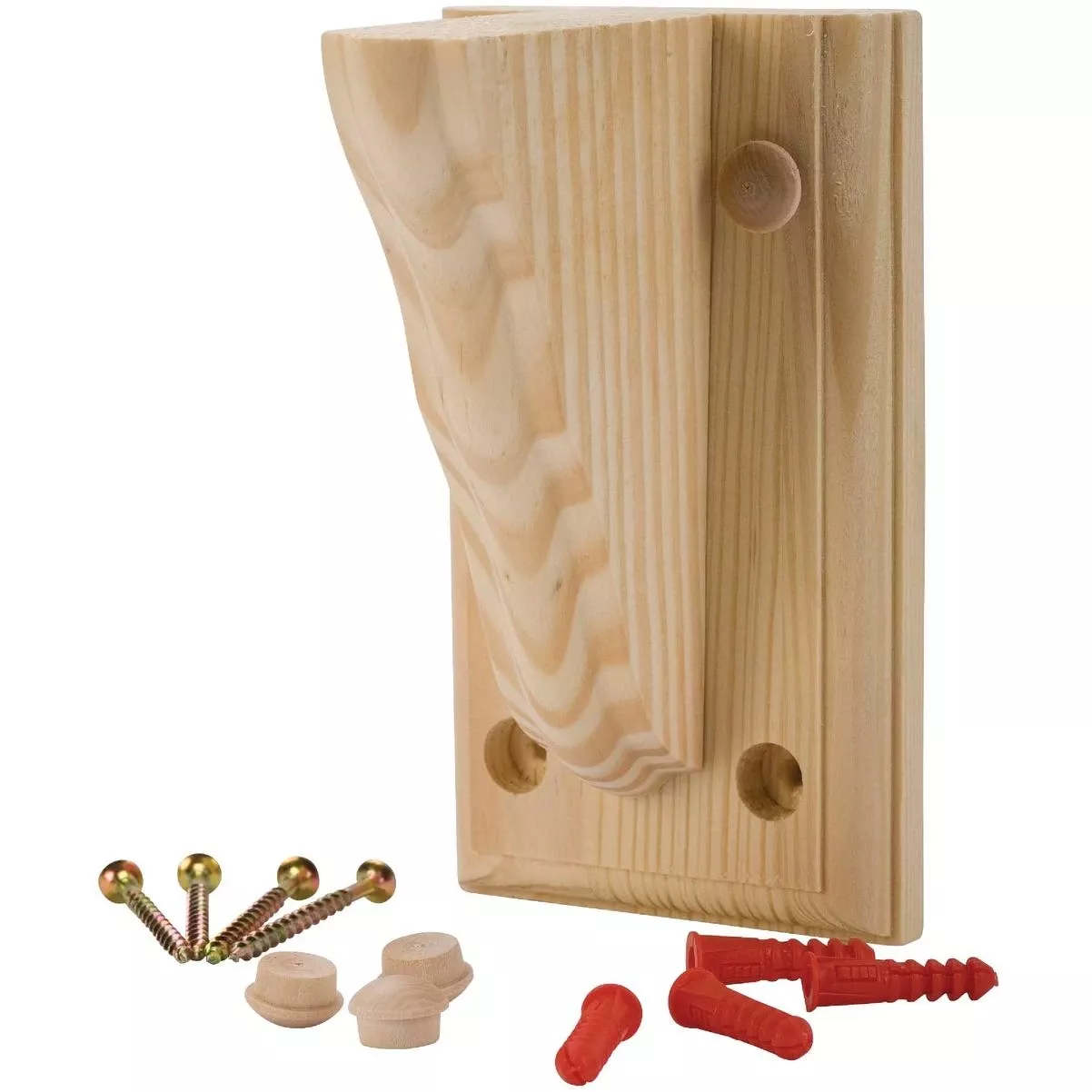 9-3/4 In. D. X 13 In. H. Natural Wood Shelf Bracket With Backplate