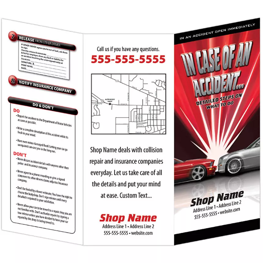 Auto Repair Brochures – In Case of An Accident, Flash