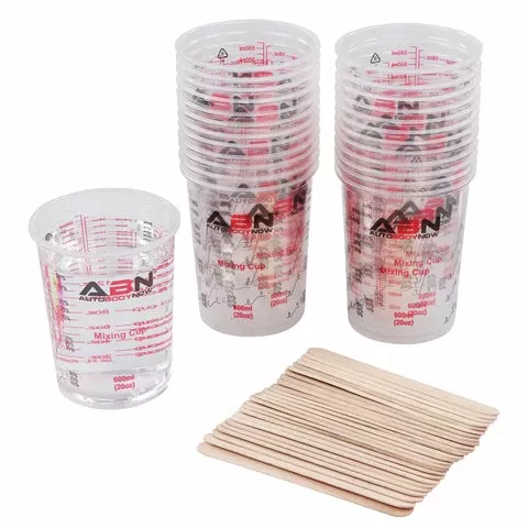 Automotive Paint Mixing Cups – 25pc 20oz Epoxy Mixing Cups And Sticks ABN 813857