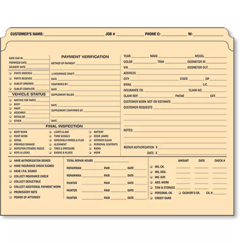 Double-Duty Auto Repair Order Folders