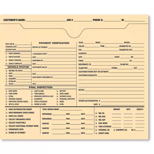 Double-Duty Auto Repair Order Jackets