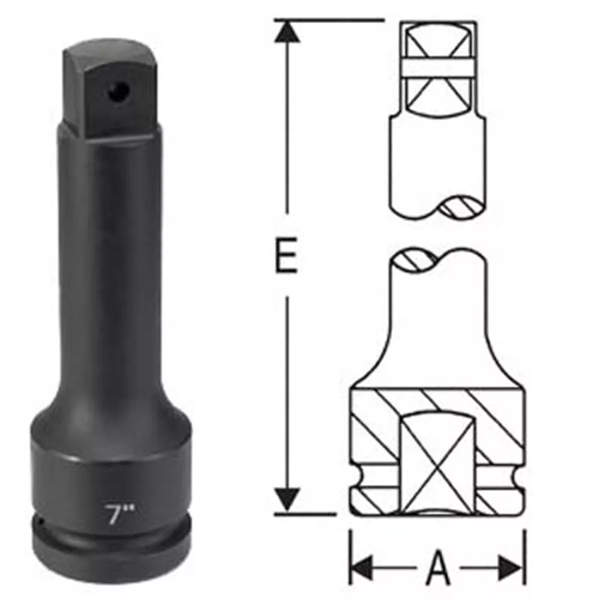 Grey Pneumatic 1"DR 10" EXT. W/LOCKING PIN HOLE