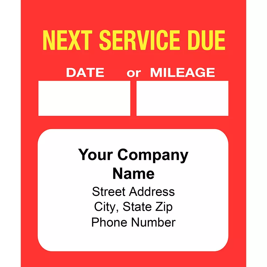 High-Visibility Auto Service Reminder Stickers - Red