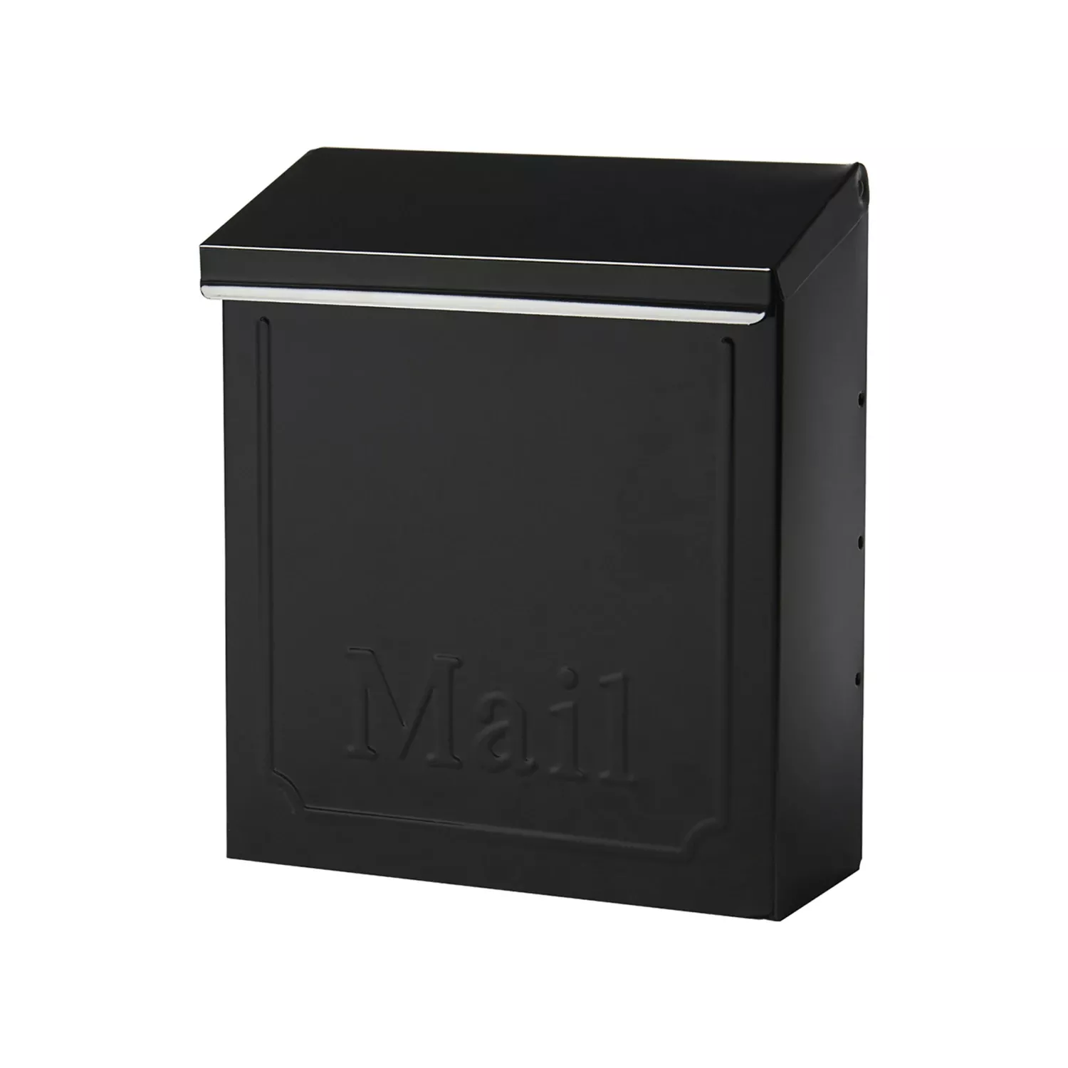 Locking Wall Mount Mailbox - Black Galvanized Steel, 10.1 In. Height