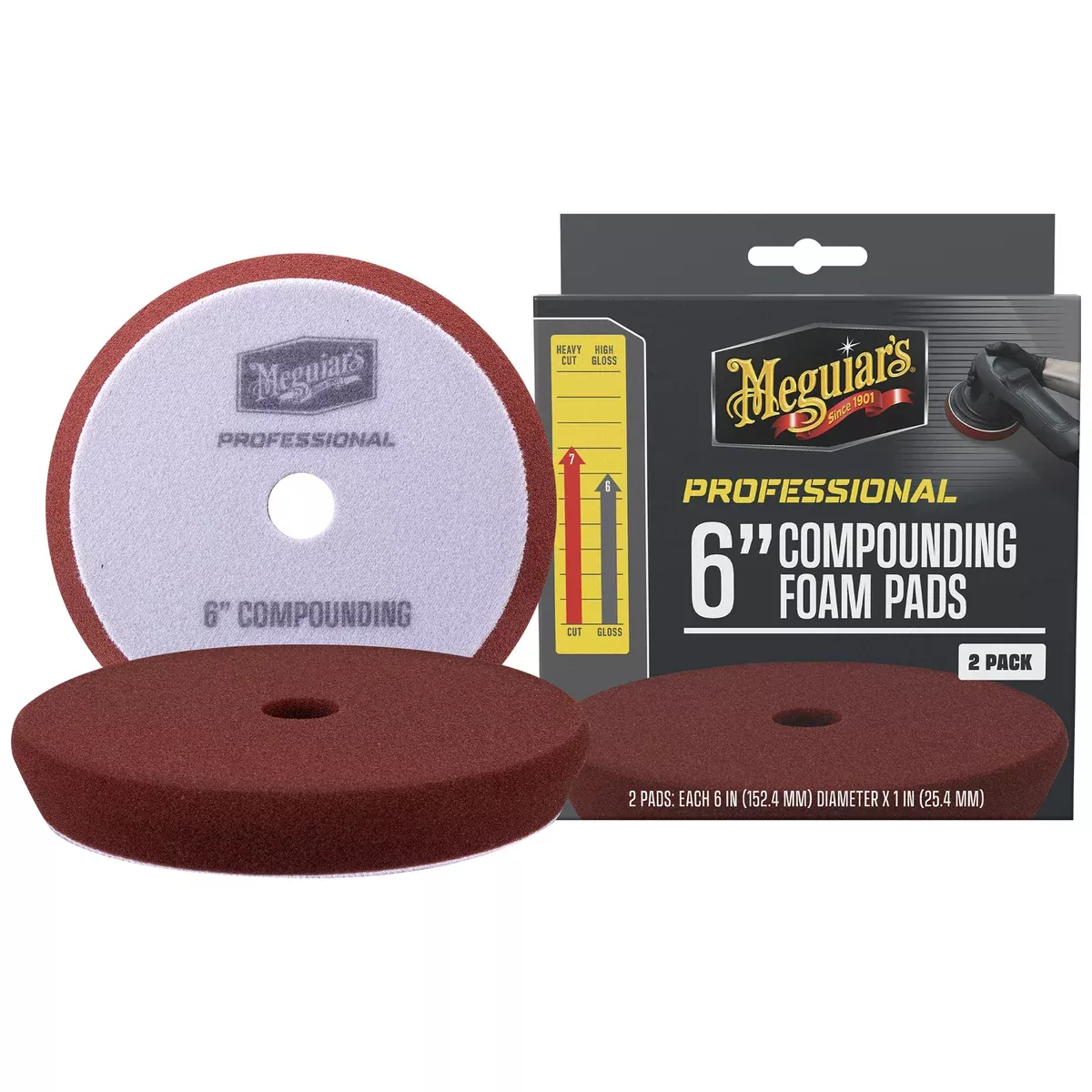 Meguiar's Professional Compounding Foam Pads - 6 inch - Red (2-Pack)