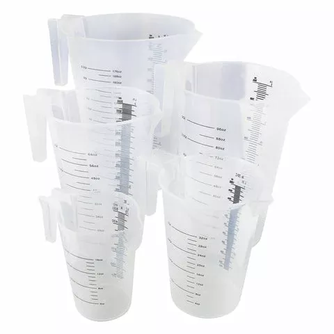 Plastic Automotive Paint Mixing Cups 5pc Measuring Mixing Pitcher Set ABN 809010