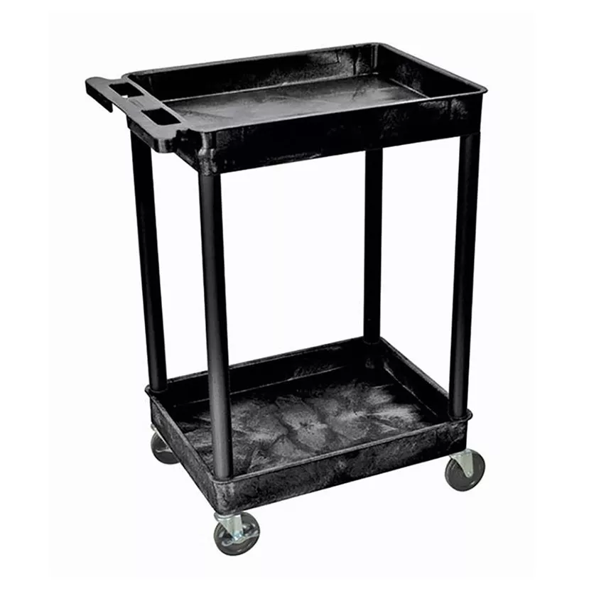 Plastic Utility Cart – 2 Shelves – Black