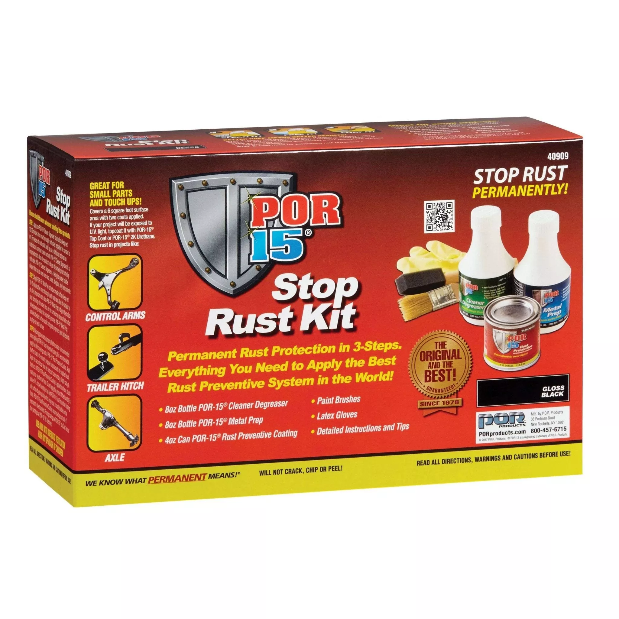 POR-15 40909 STOP RUST KIT, 4 OZ, BLACK, 6 SQ-FT COVERAGE