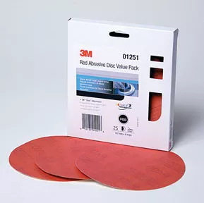 Red Abrasive Stikit Disc Value Pack 6 in P400 25 discs per pack