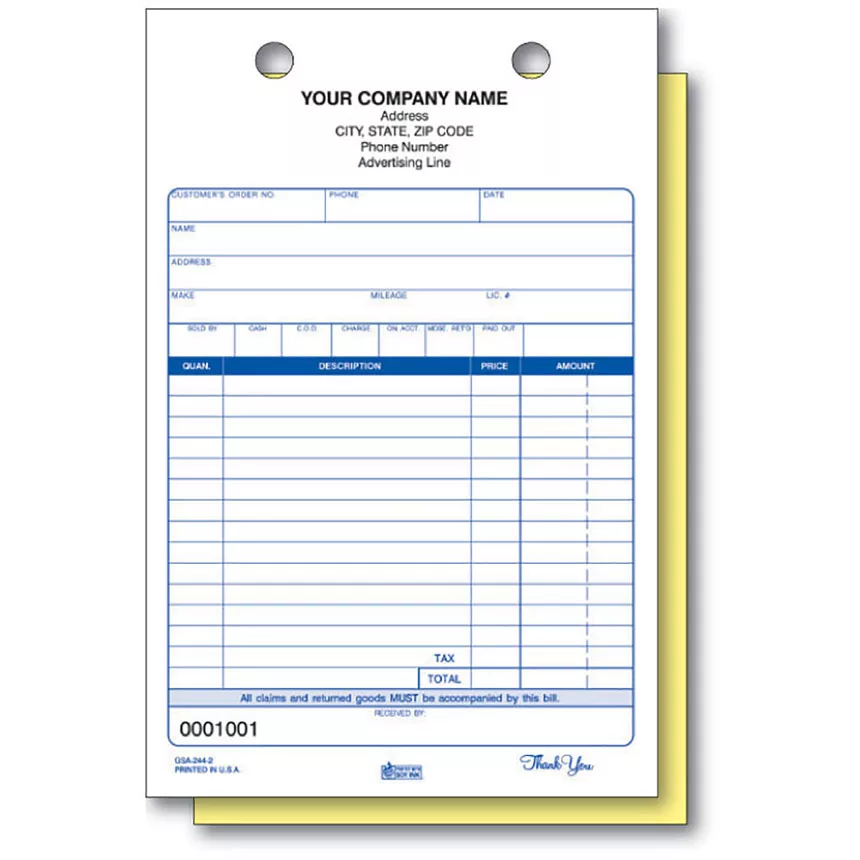 Towing Forms – Auto Service, 2-Part – Pack 250