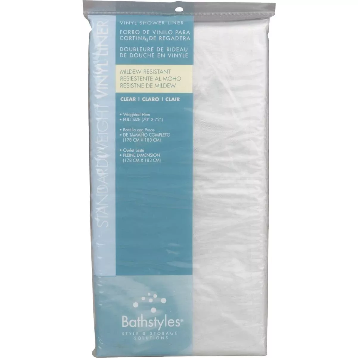 Zenna Home 70 In. X 72 In. Clear Lightweight Peva Shower Curtain Liner