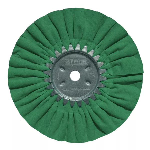 Zephyr 8″ Green Airway Buffing Wheel – Heavy-Duty Secondary Cut for Brilliant Finishes